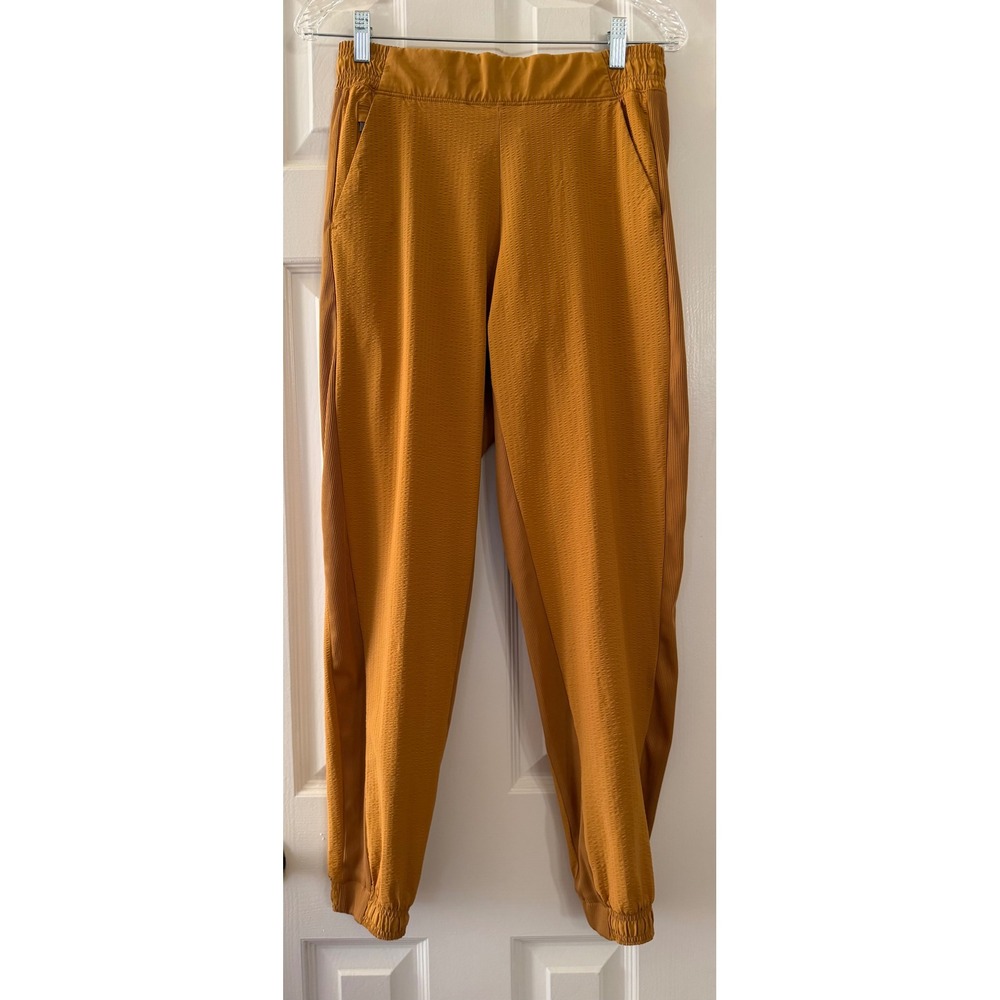 Athleta Textured Brooklyn Jogger Pants Mustard Yellow Size 4 Zipper Pockets